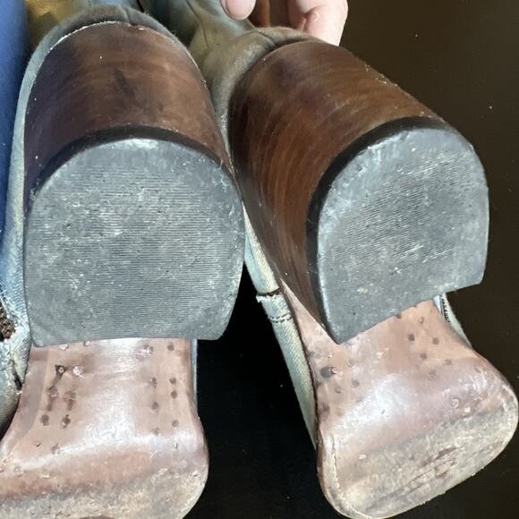 Freebird Boots Womens 8 Blue Cyrus Leather Roses Embroidery Knee High Laces Boho - Picture 14 of 16